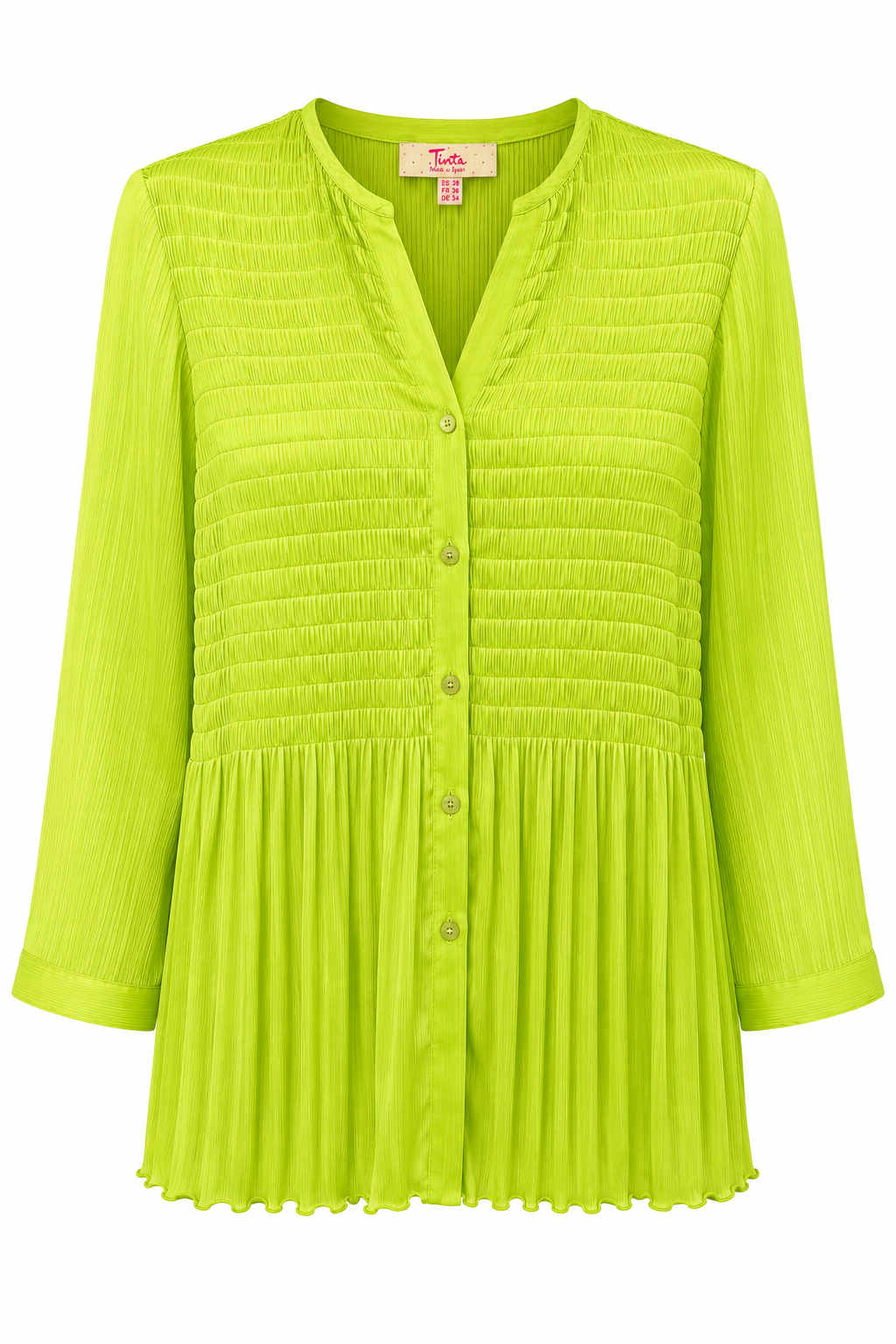 Tinta Pleat Detail Blouse Lime Xoana25-25