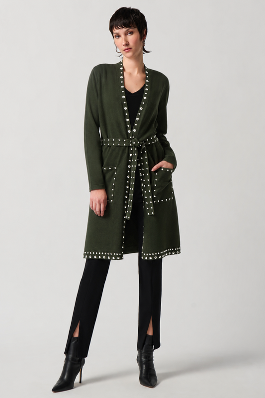 Joseph Ribkoff Sweater Knit Coat With V-Shape Neckline Iguana 234919-4276