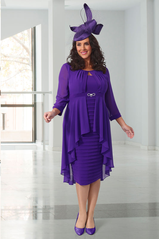Dressed Up by Veromia Chiffon Overlay Bow Detail Dress Purple DU366KA24