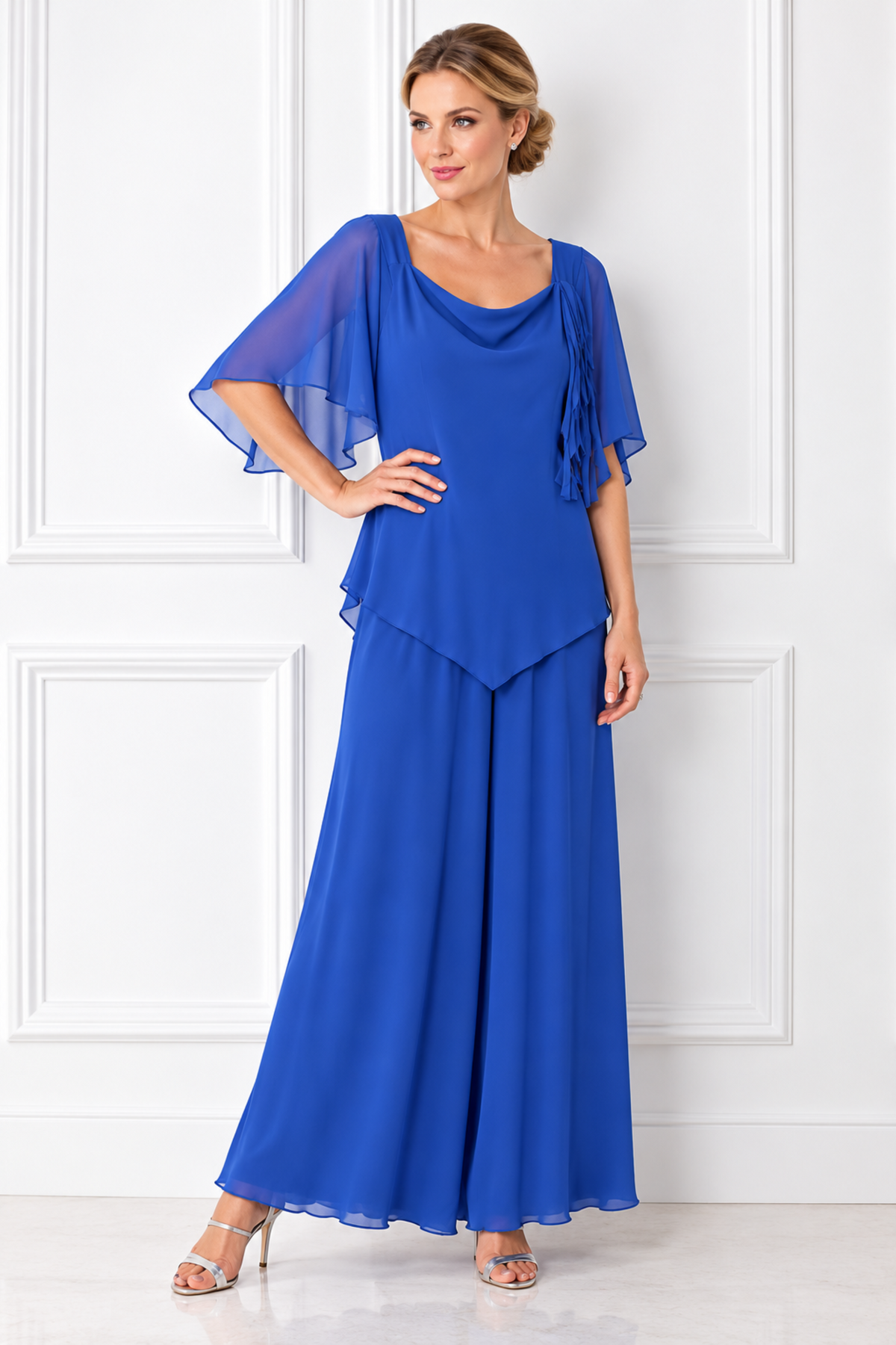 Kristen Krog Design Chiffon Overlay Dress Blue 48574-4056-6803