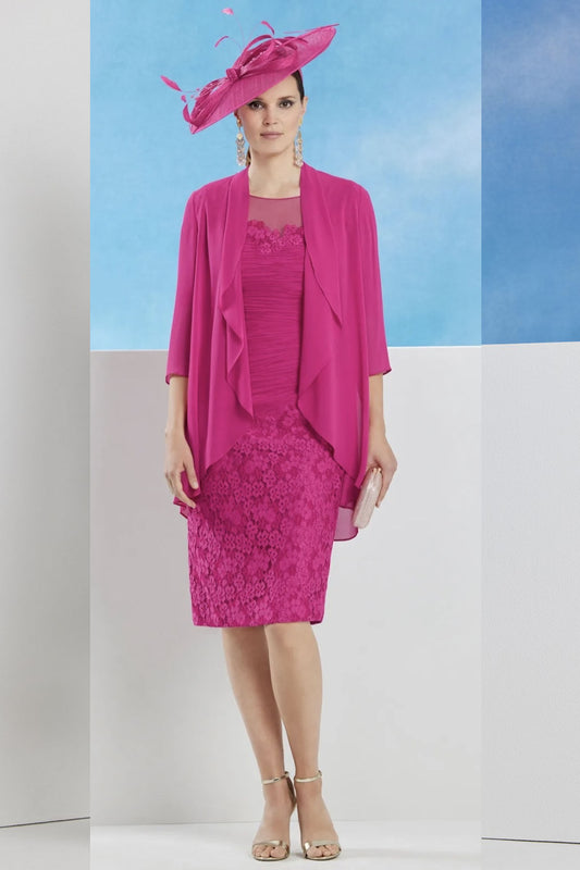 Condici Ruched Dress with Chiffon Jacket Begonia Bliss 71083-62