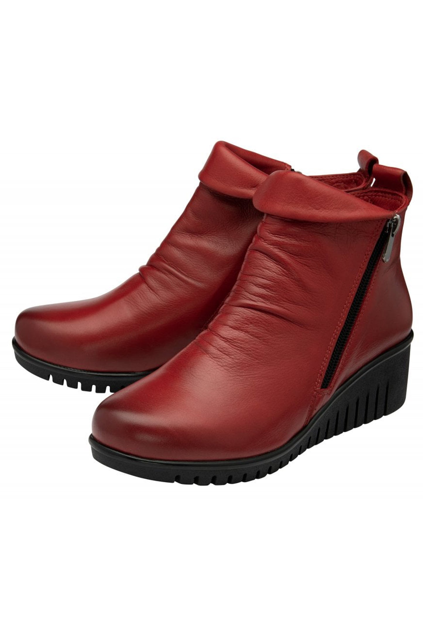 Lotus Leather Cordelia Wedge Ankle Boots Red
