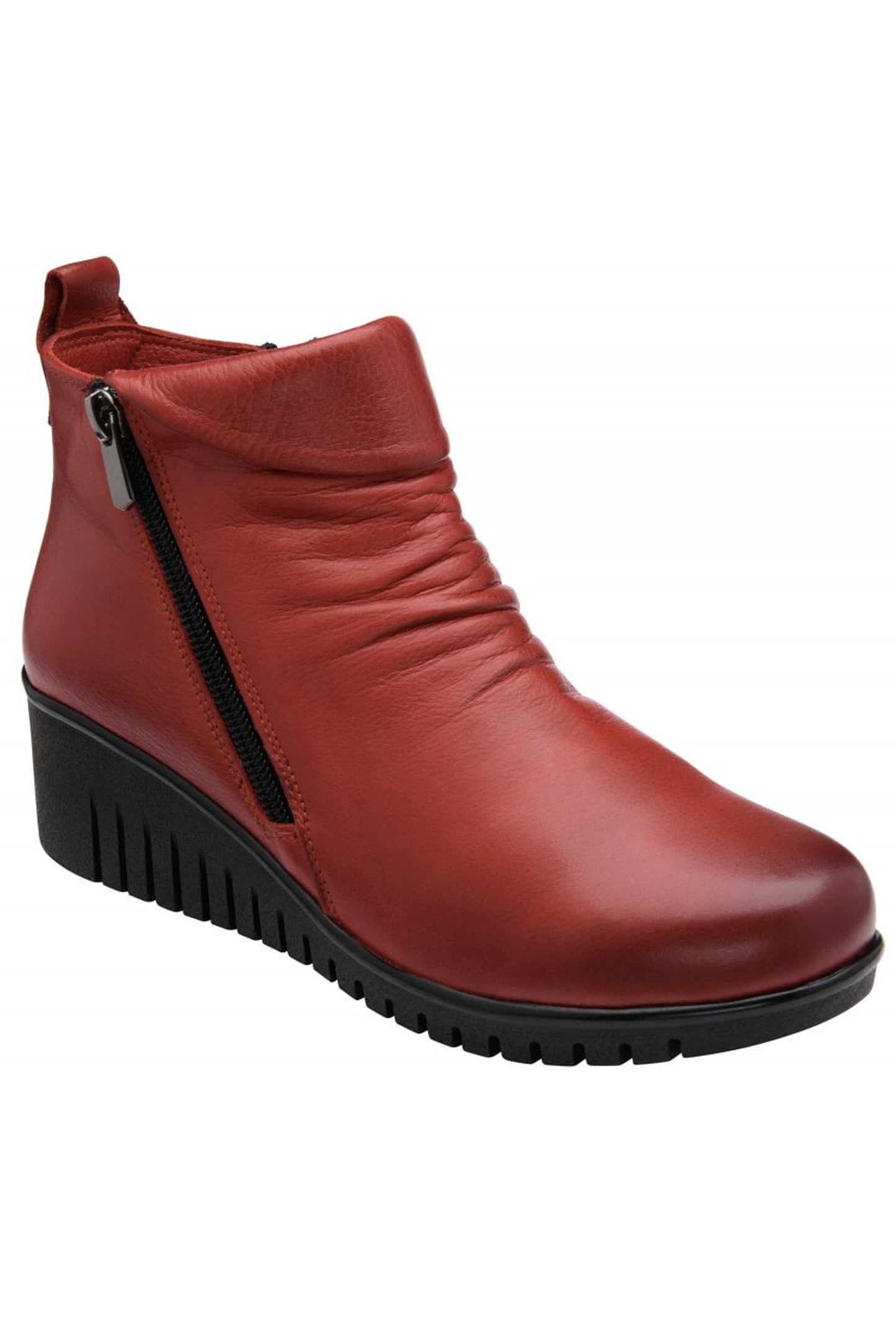 Lotus Leather Cordelia Wedge Ankle Boots Red