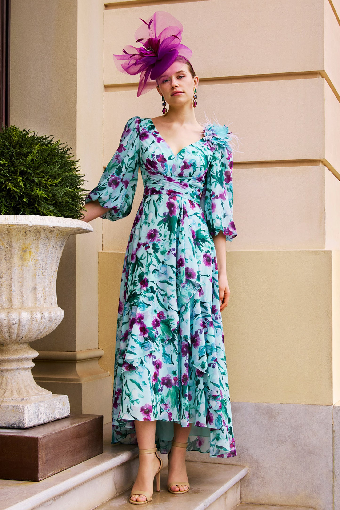 Couture Club Printed High-Low Dress Purple/Mint 1GN7