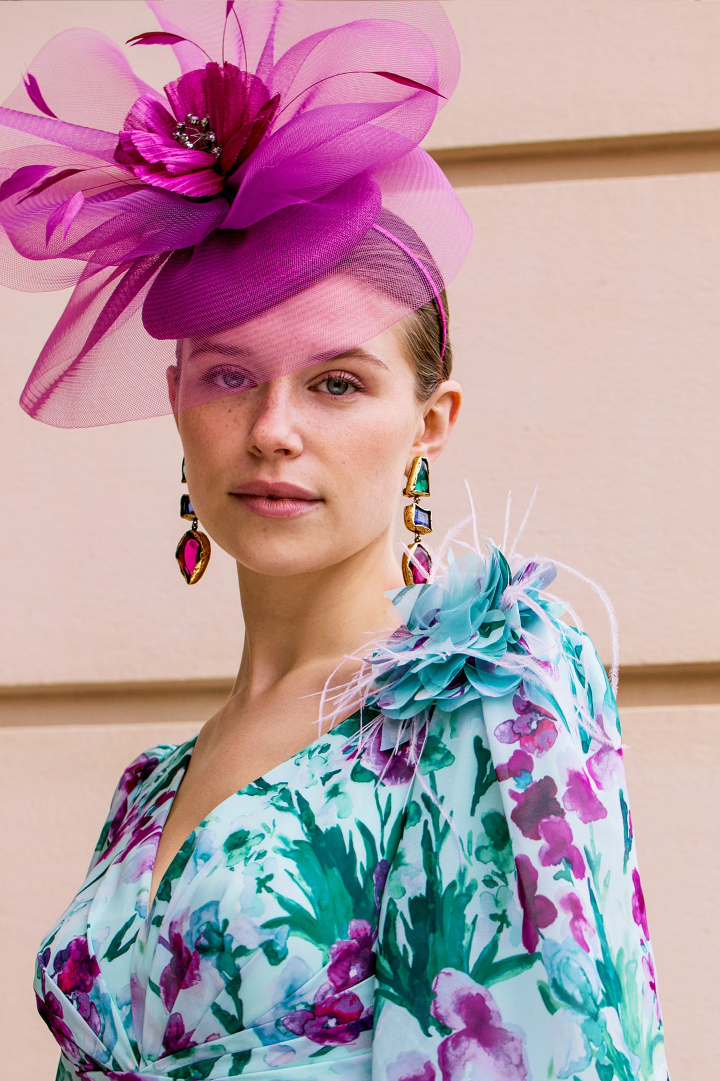 Couture Club Printed High-Low Dress Purple/Mint 1GN7