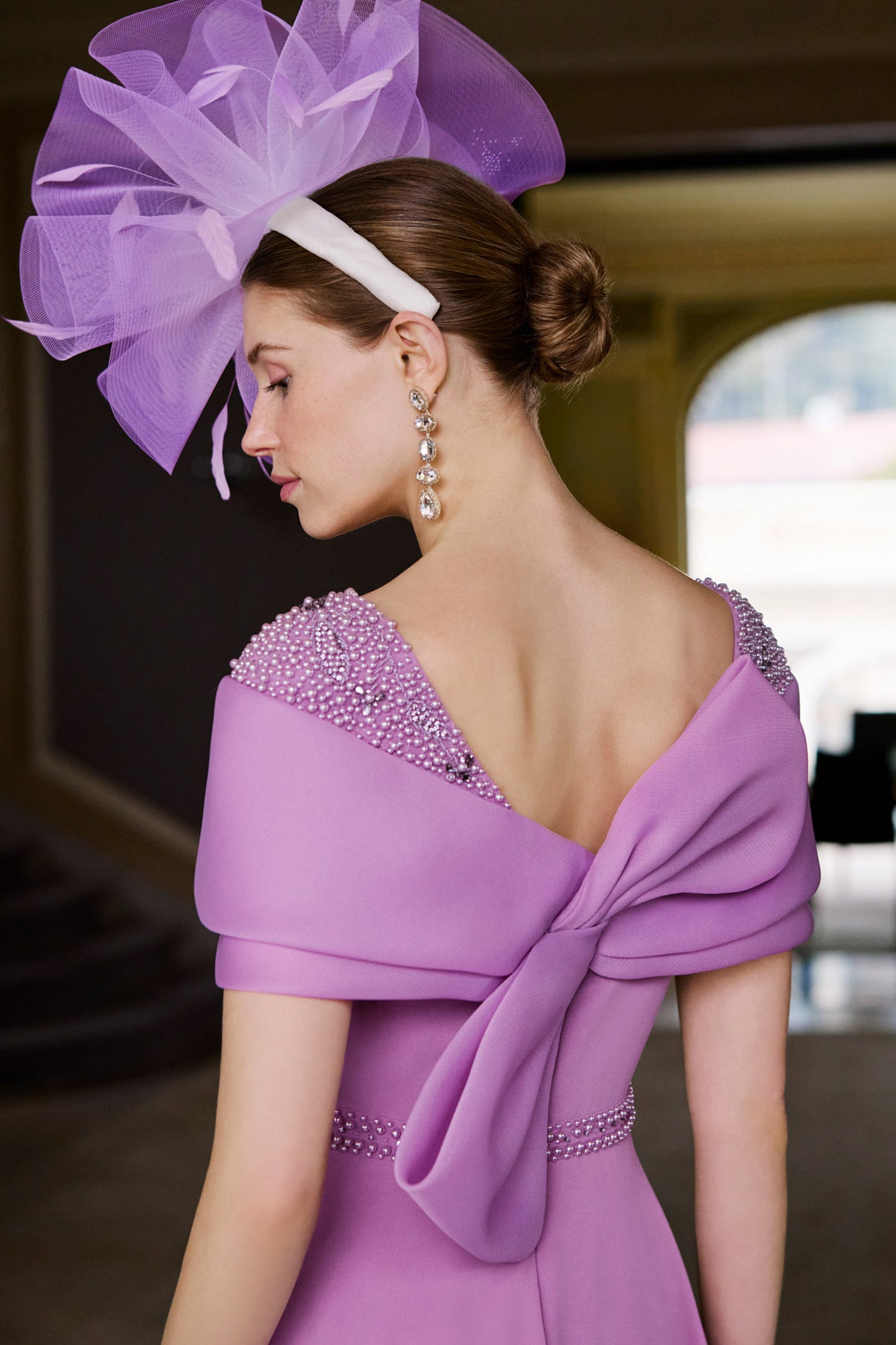 Couture Club Bead & Bow Detail Dress Orchid 1GP7