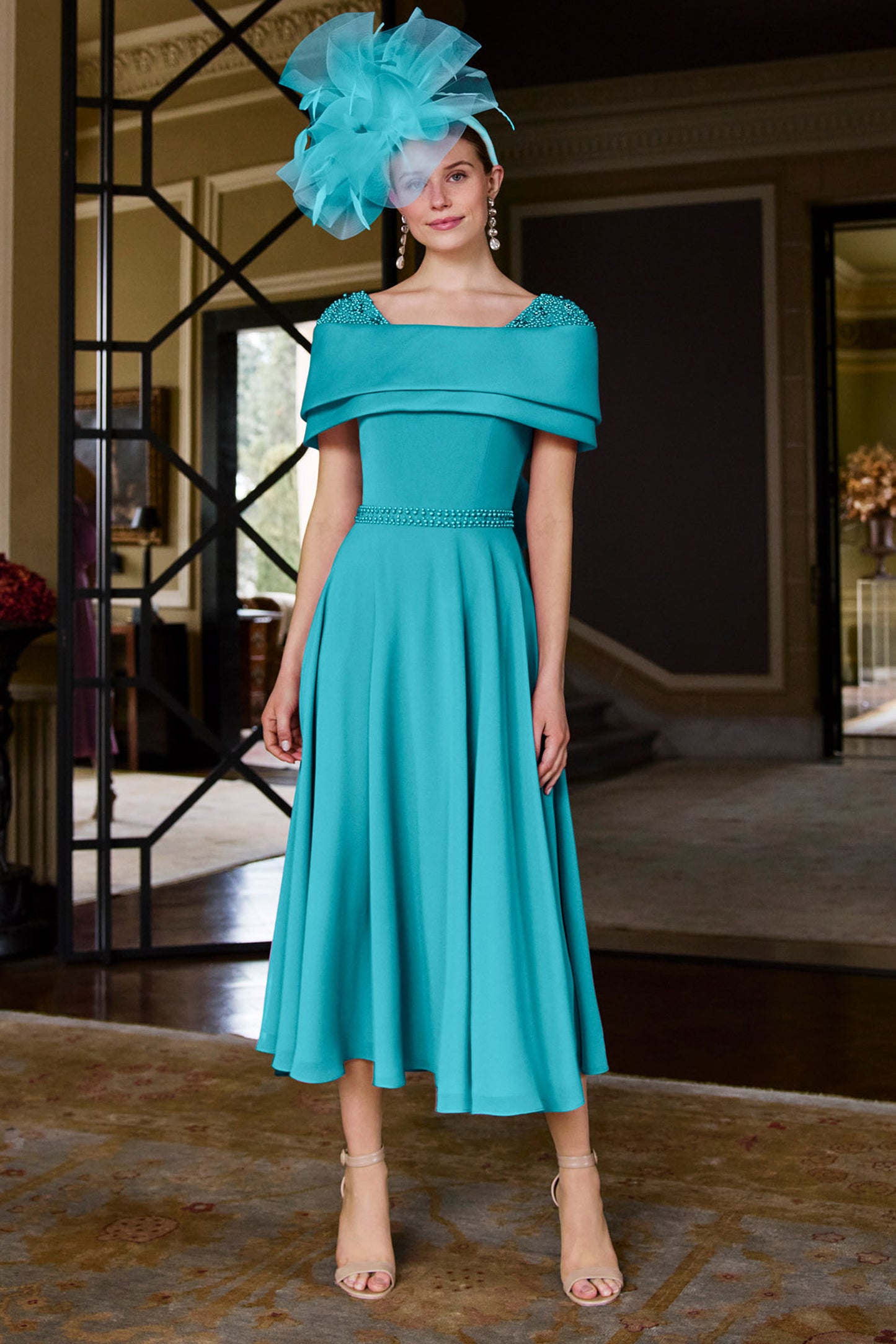 Couture Club Bead & Bow Detail Dress Blue Tiffany Blue 1GP7