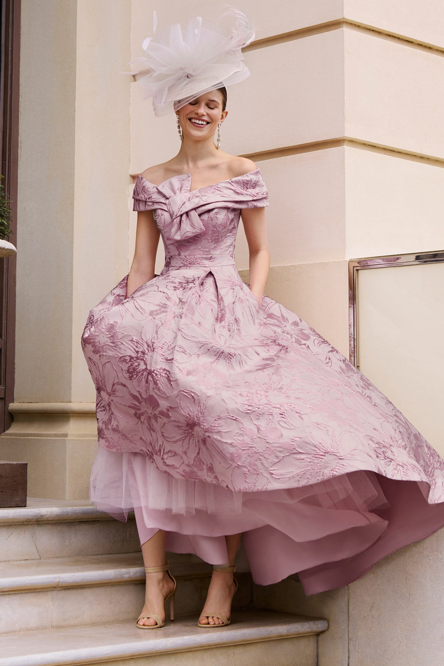 Couture Club Couture Club Printed Brocade Dress Chalk Rose 1G243