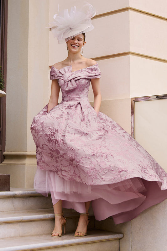 Couture Club Couture Club Printed Brocade Dress Chalk Rose 1G243