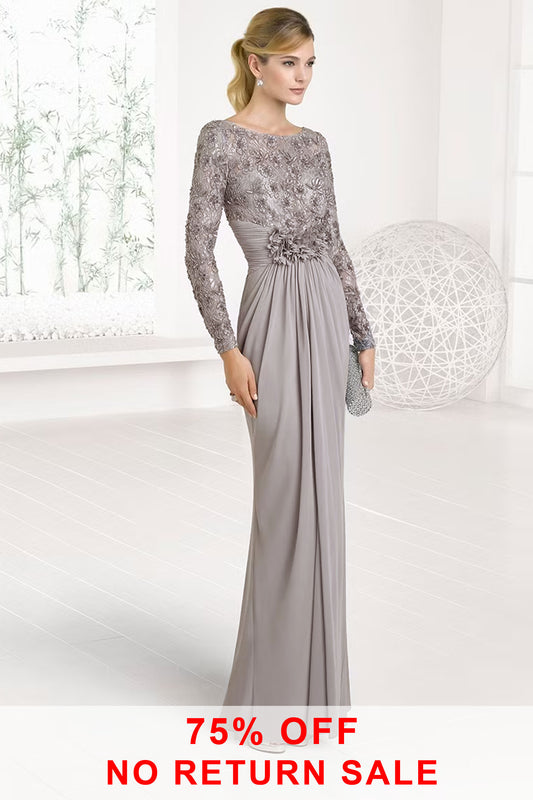 Couture Club Lace & Sequin Detail Gown Silver 1J181
