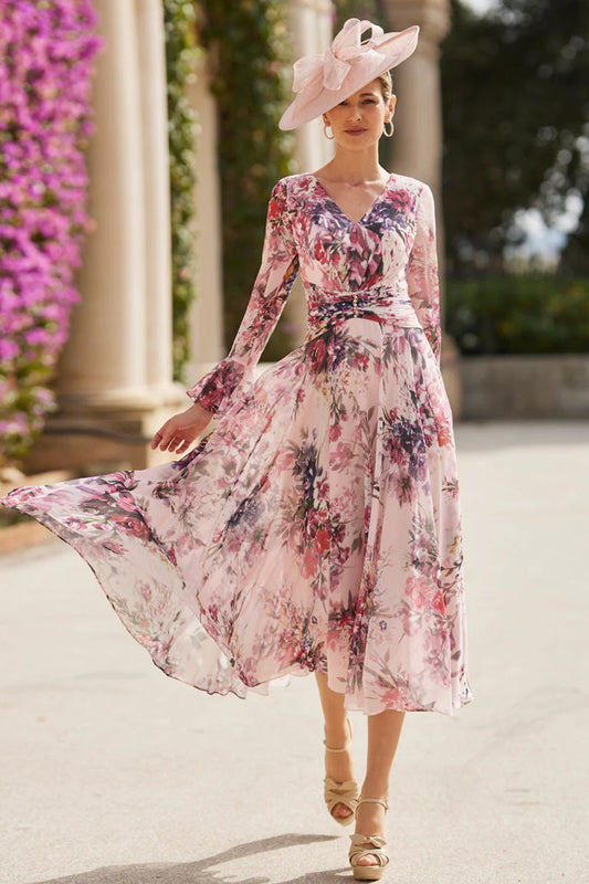 Couture Club Soft Floral A Line Dress Soft Pink 8G186