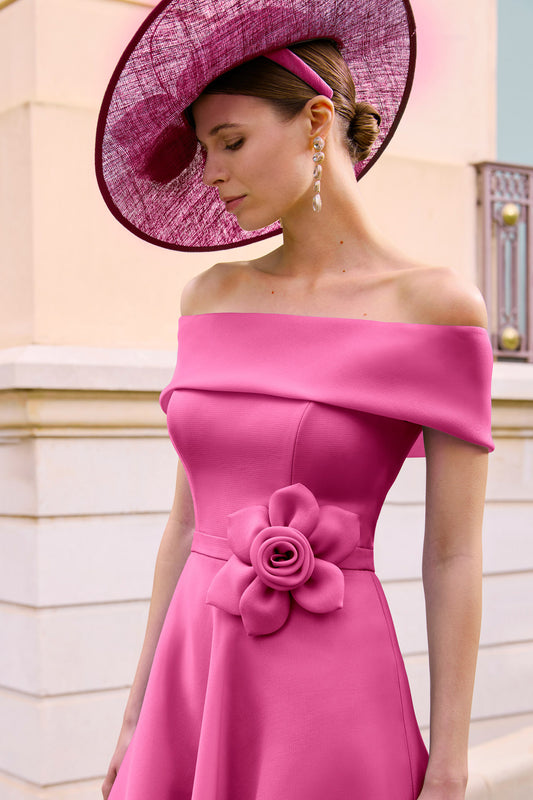 Couture Club Organza 3D Flower Detail Dress Fuchsia 1G71