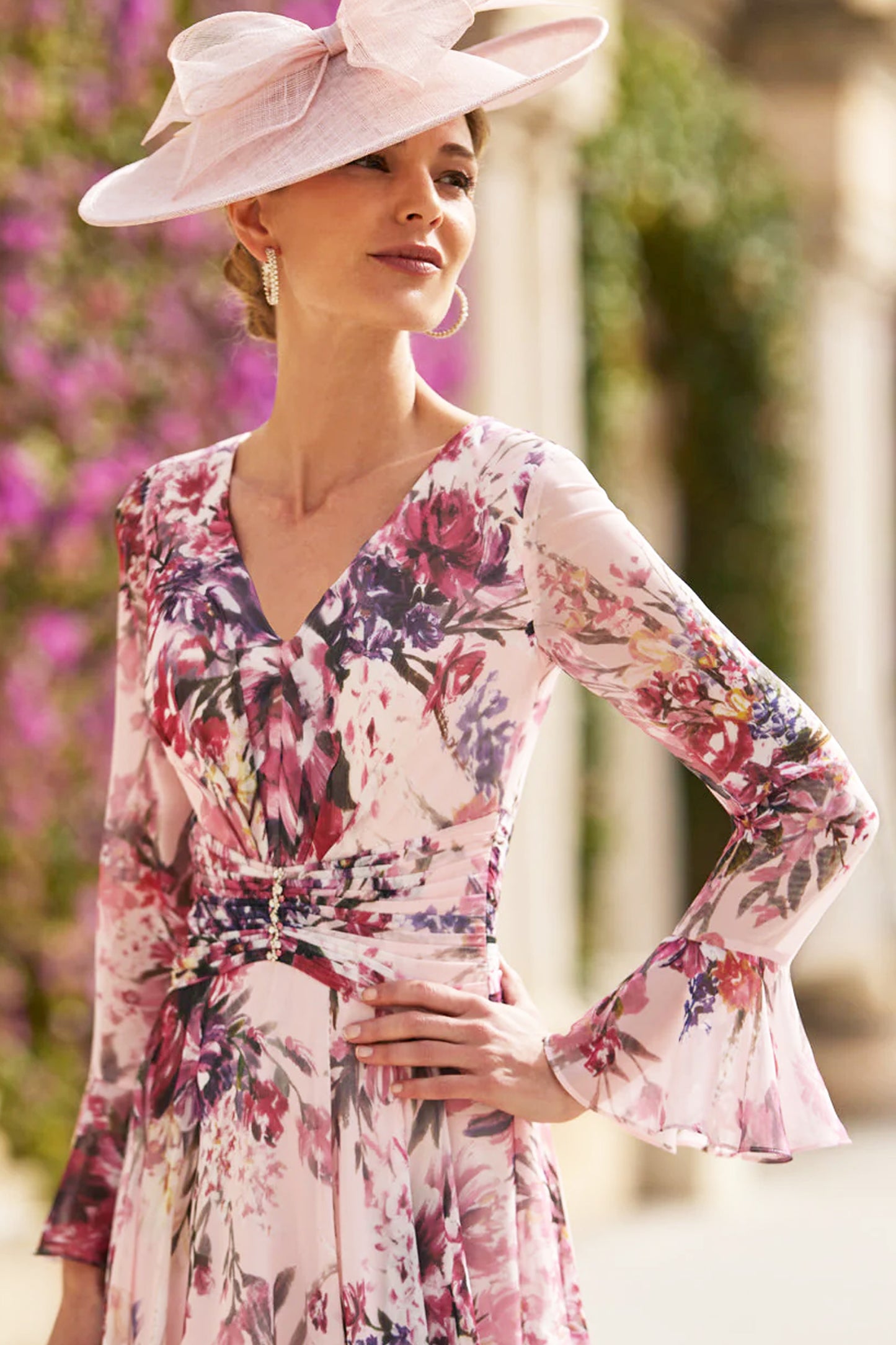Couture Club Soft Floral A Line Dress Soft Pink 8G186