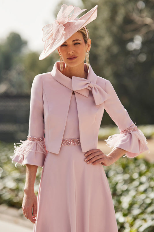 Couture Club Bow Detail A-Line Dress and Jacket Pale Rose 8G252