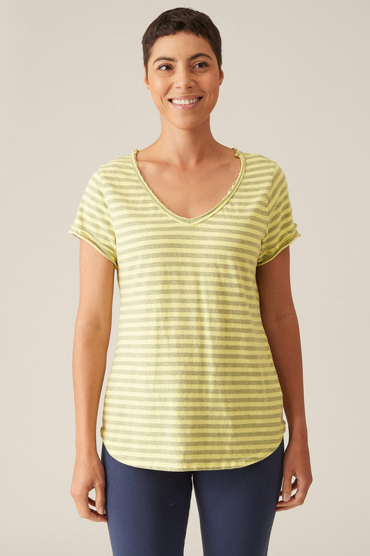 Cut Loose Raw Edge Stripe Top Sunburst/Grey 0416849