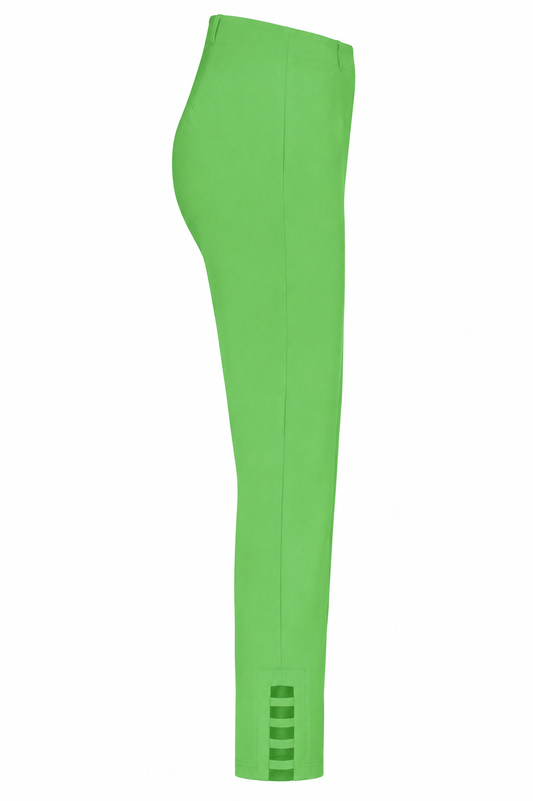 Robell Lena 09 Cut Out Detail Trousers Green Grass 52550-5499-833