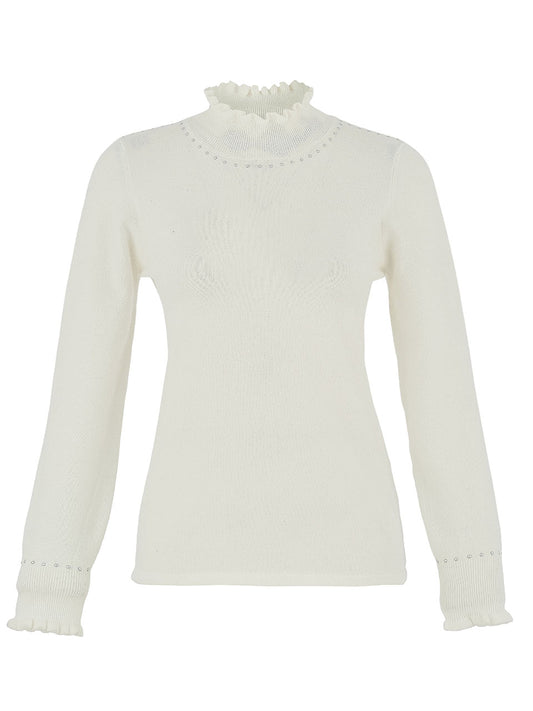 Dolcezza Stud & Frill Detail Sweater Off White 75309