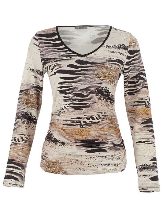 Dolcezza "Unbalanced" Animal Print Top Black/Brown 75680