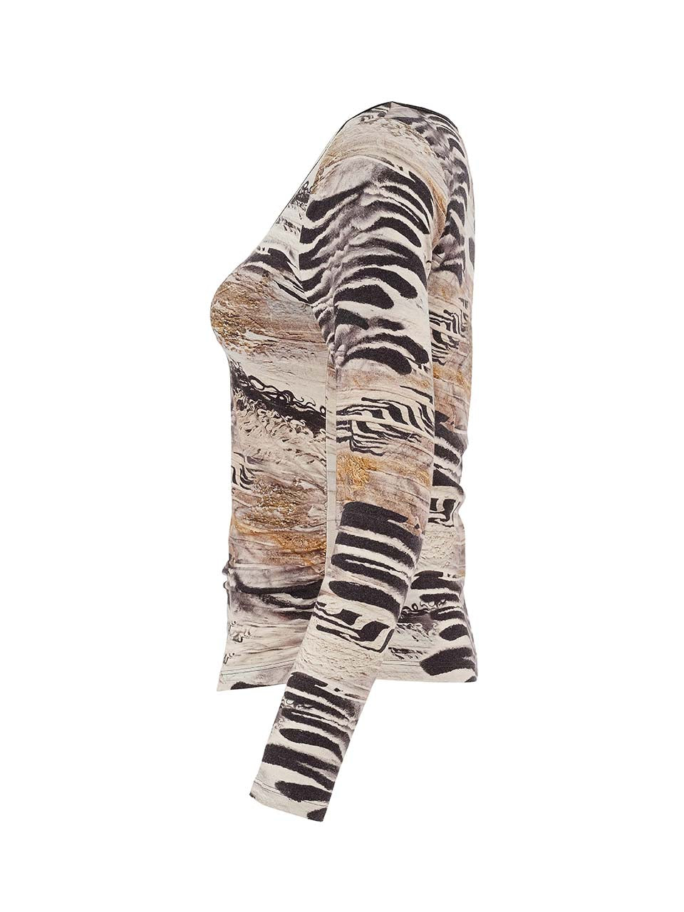 Dolcezza "Unbalanced" Animal Print Top Black/Brown 75680