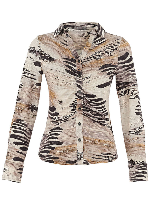 Dolcezza "Unbalanced" Animal Print Shirt Black 75683
