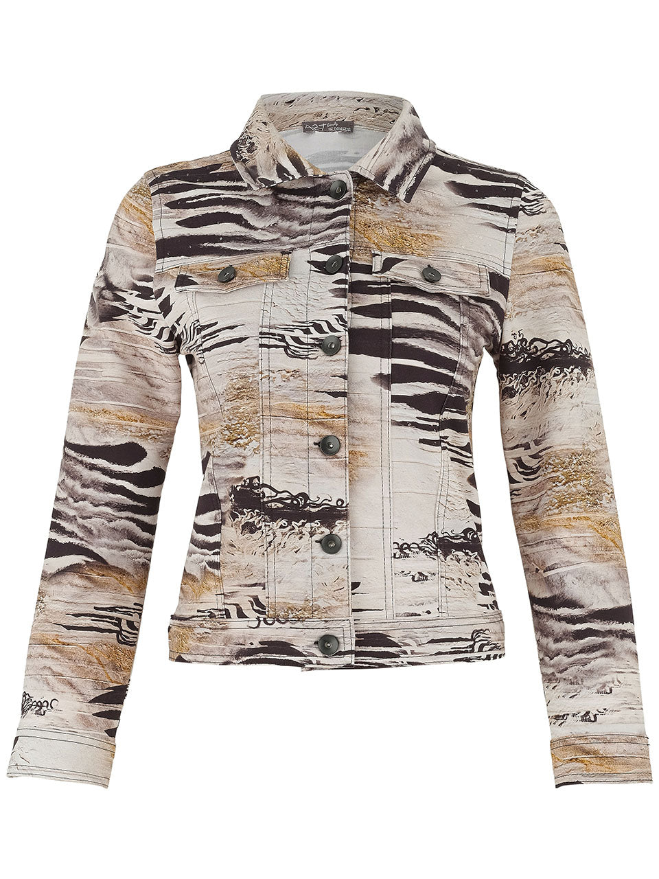 Dolcezza "Unbalanced" Animal Print Jacket Black 75689
