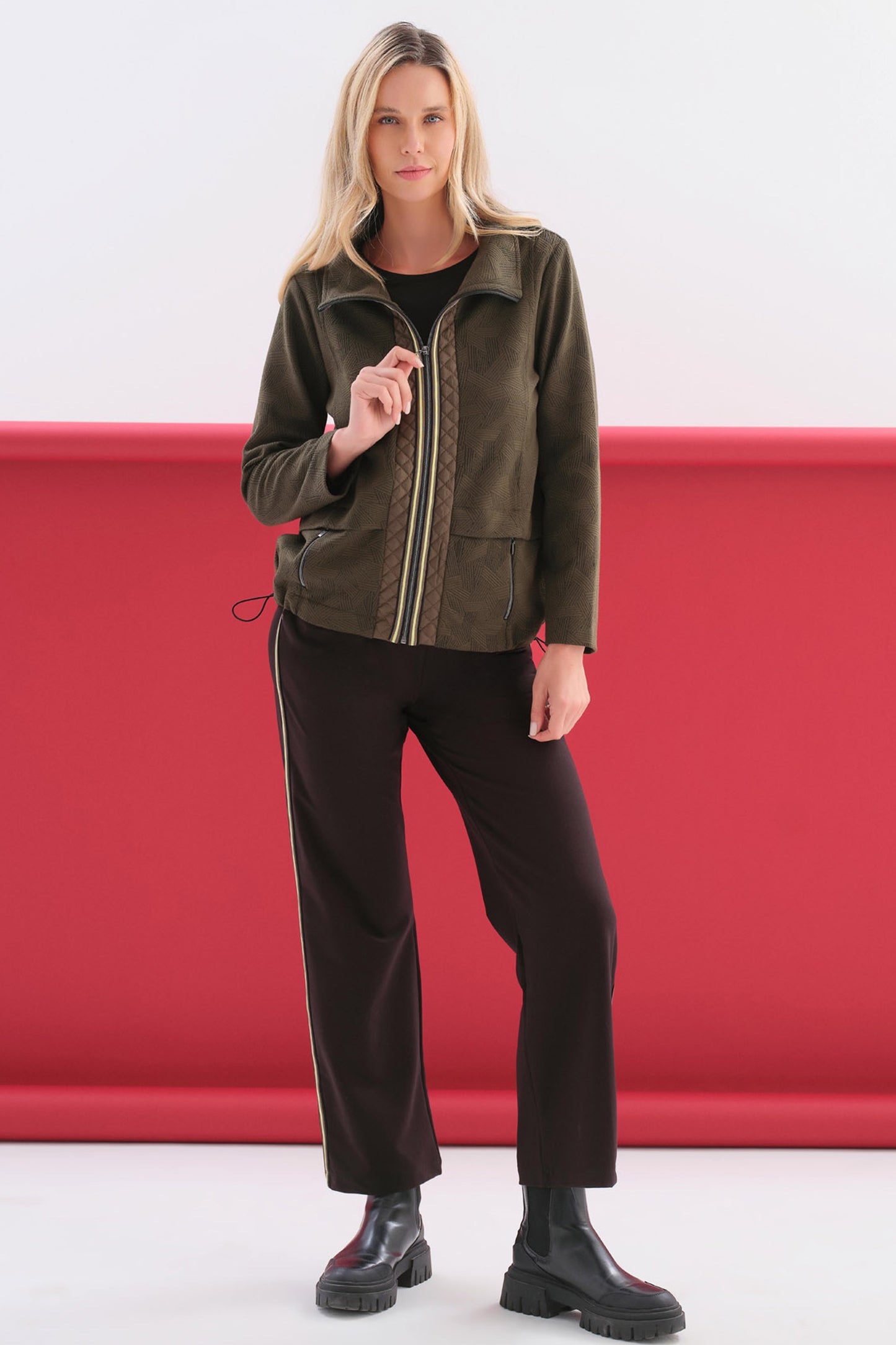 Dolcezza Urban Chic Zip Up Sweater Green 76155