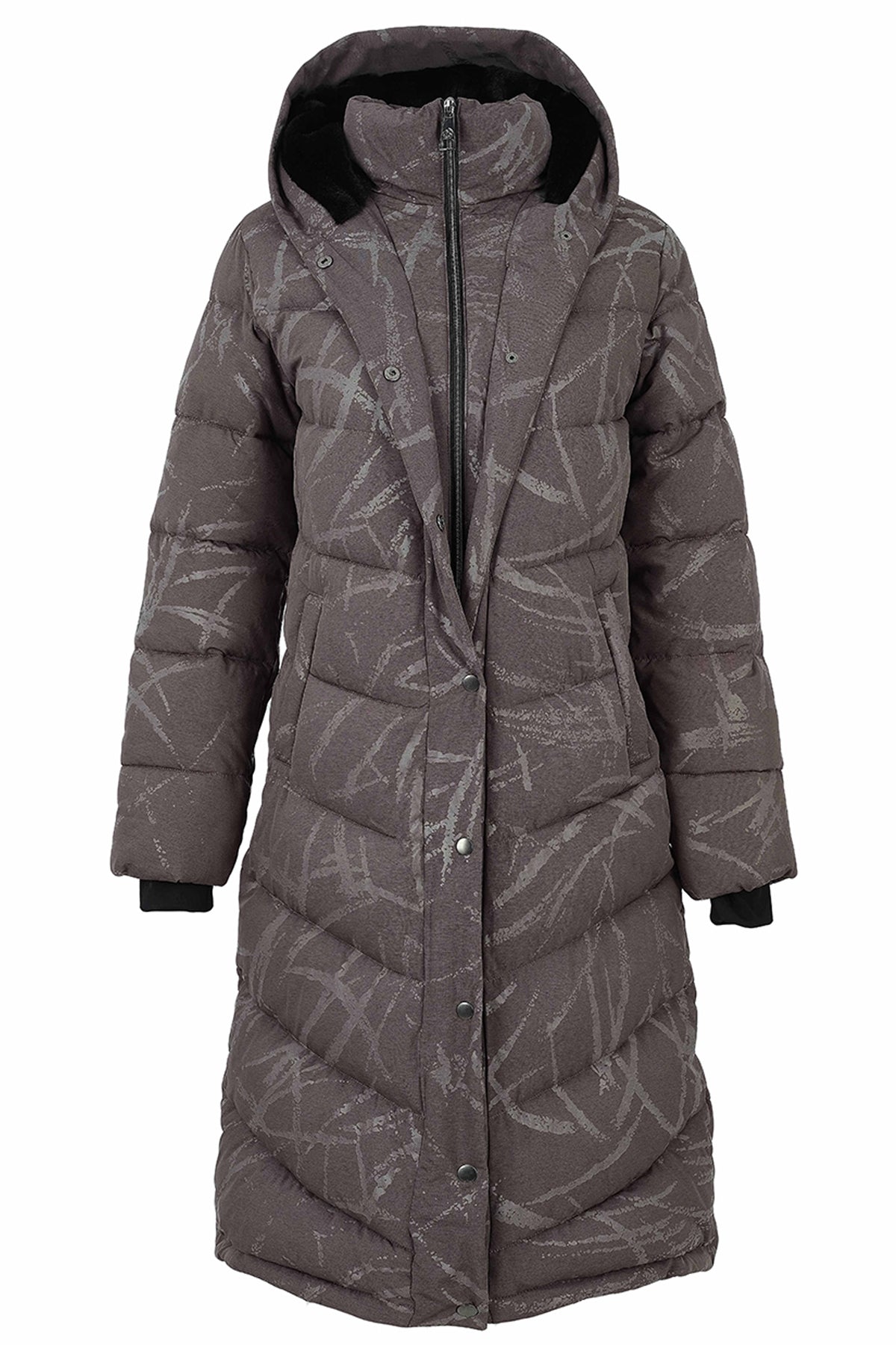 Dolcezza Printed Longline Jacket Charcoal 76809