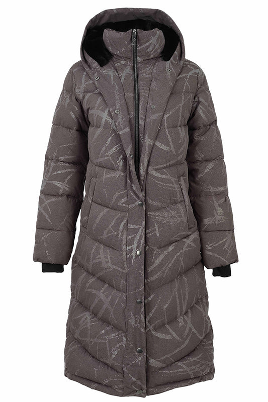 Dolcezza Printed Longline Jacket Charcoal 76809