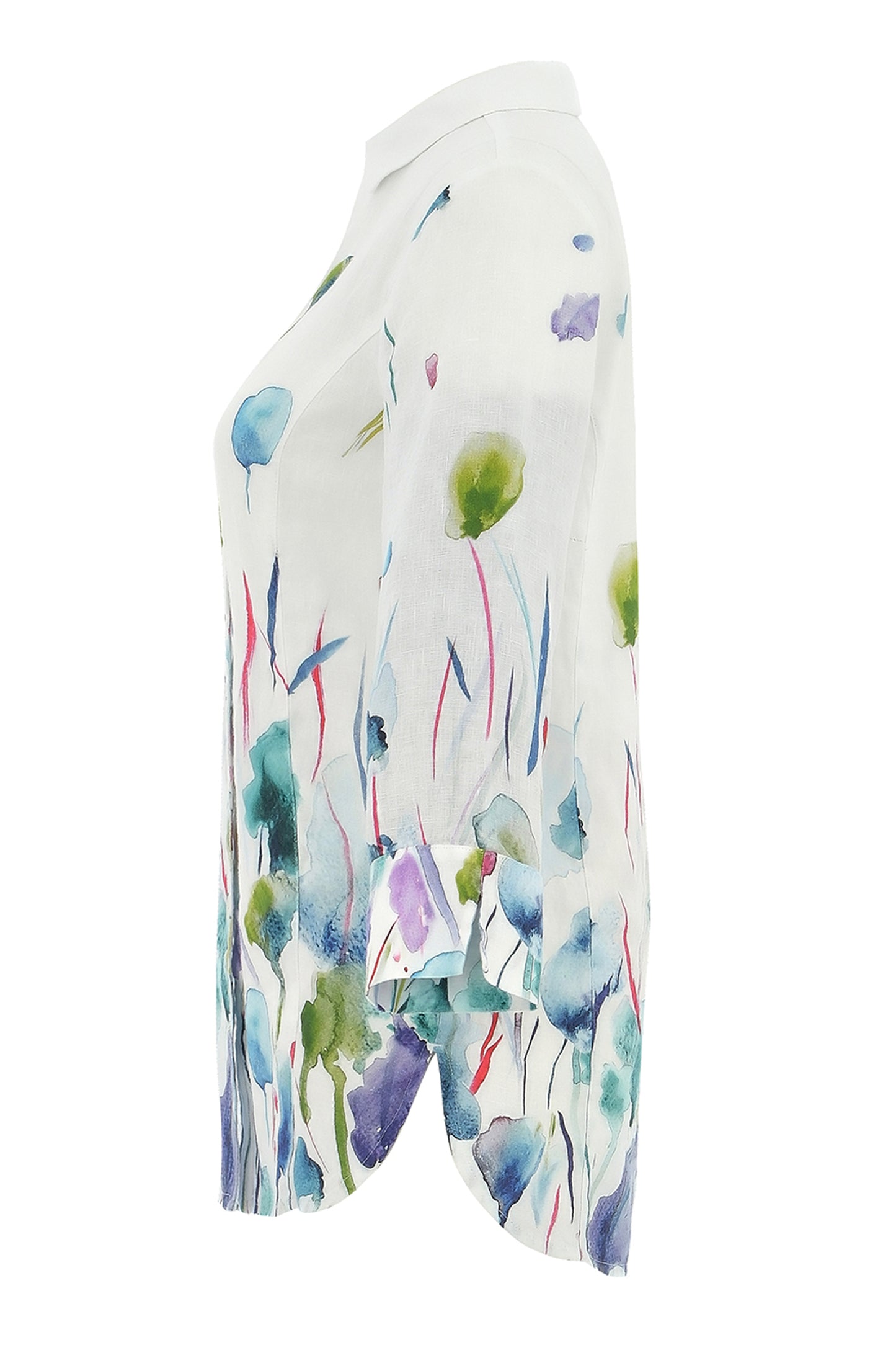 Dolcezza "Misty Blossom" By Majella LeBlanc Floral Linen Shirt Multi 25781