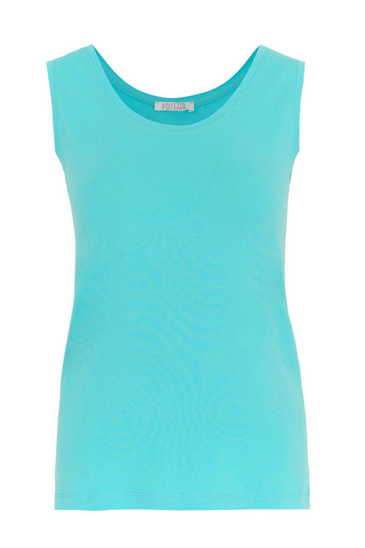 Dolcezza Round Neck Vest Top Aqua 25502