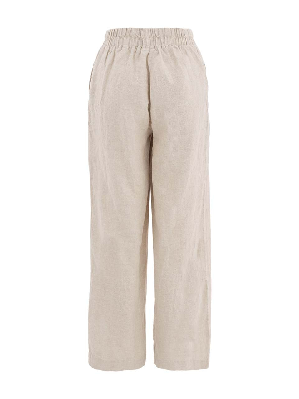 Dolcezza Wide Leg Linen Trousers Beige 26132
