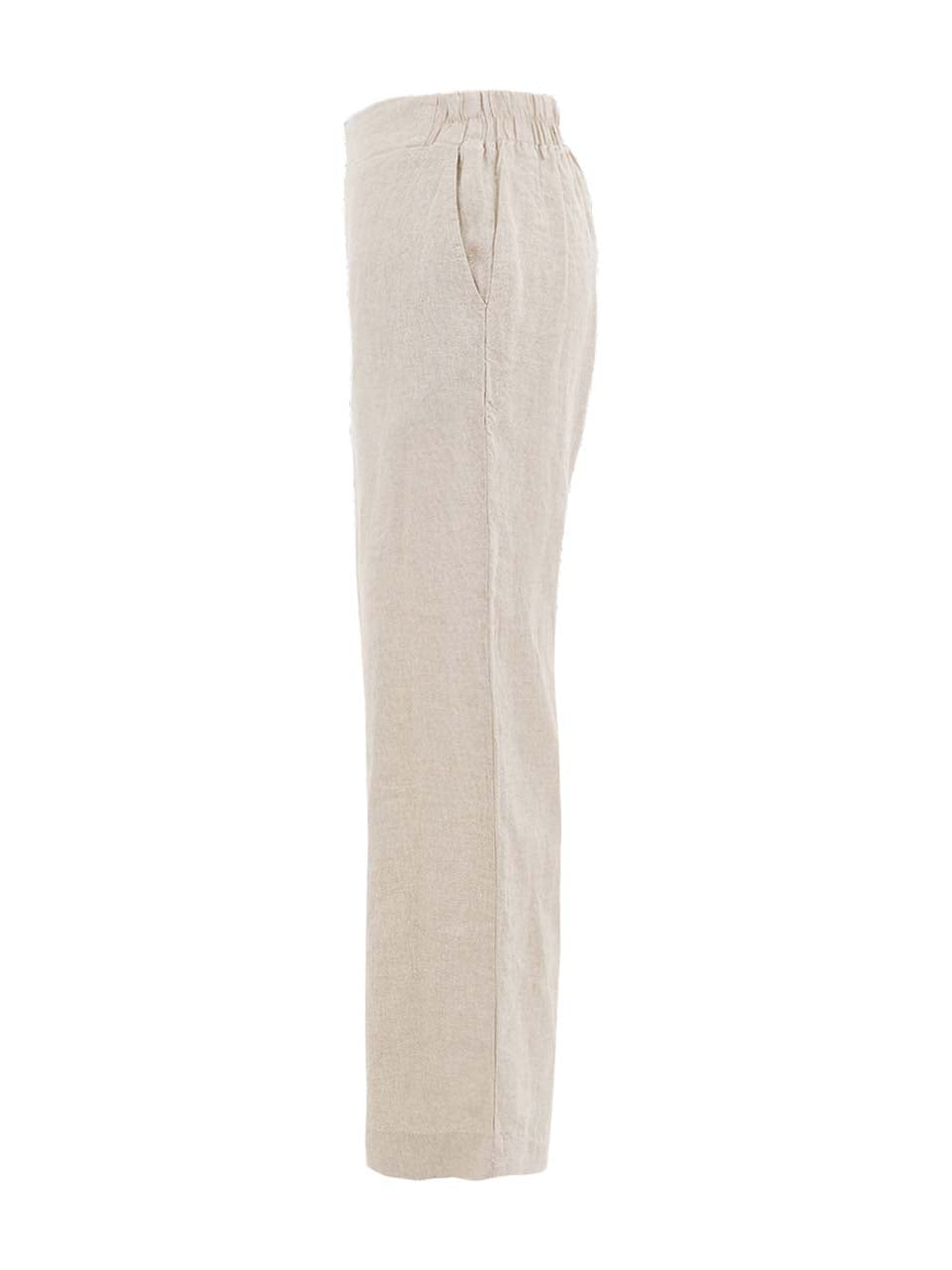 Dolcezza Wide Leg Linen Trousers Beige 26132