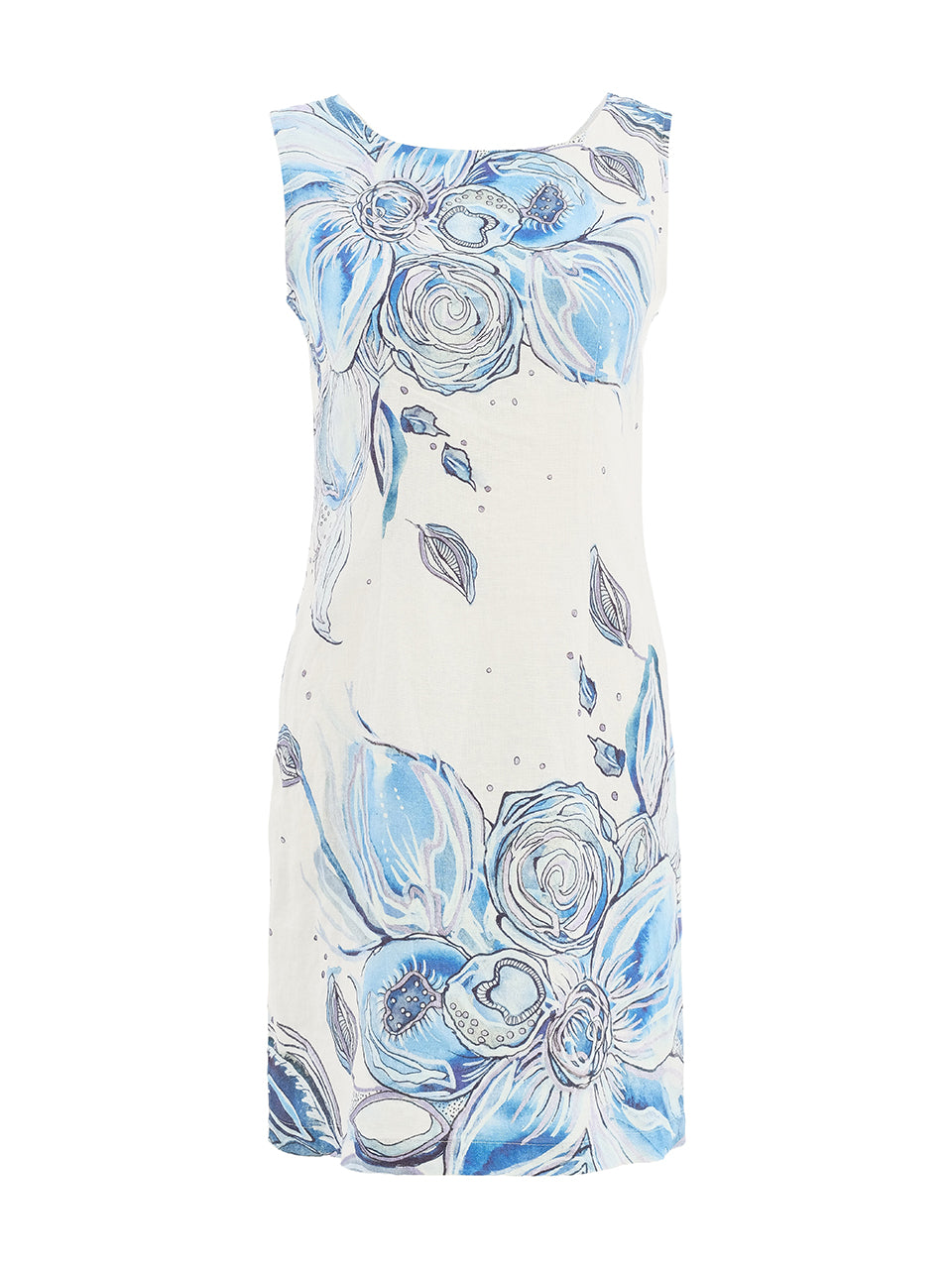 Dolcezza "Blue Flowers by Amy Tieman" Linen Dress 26653