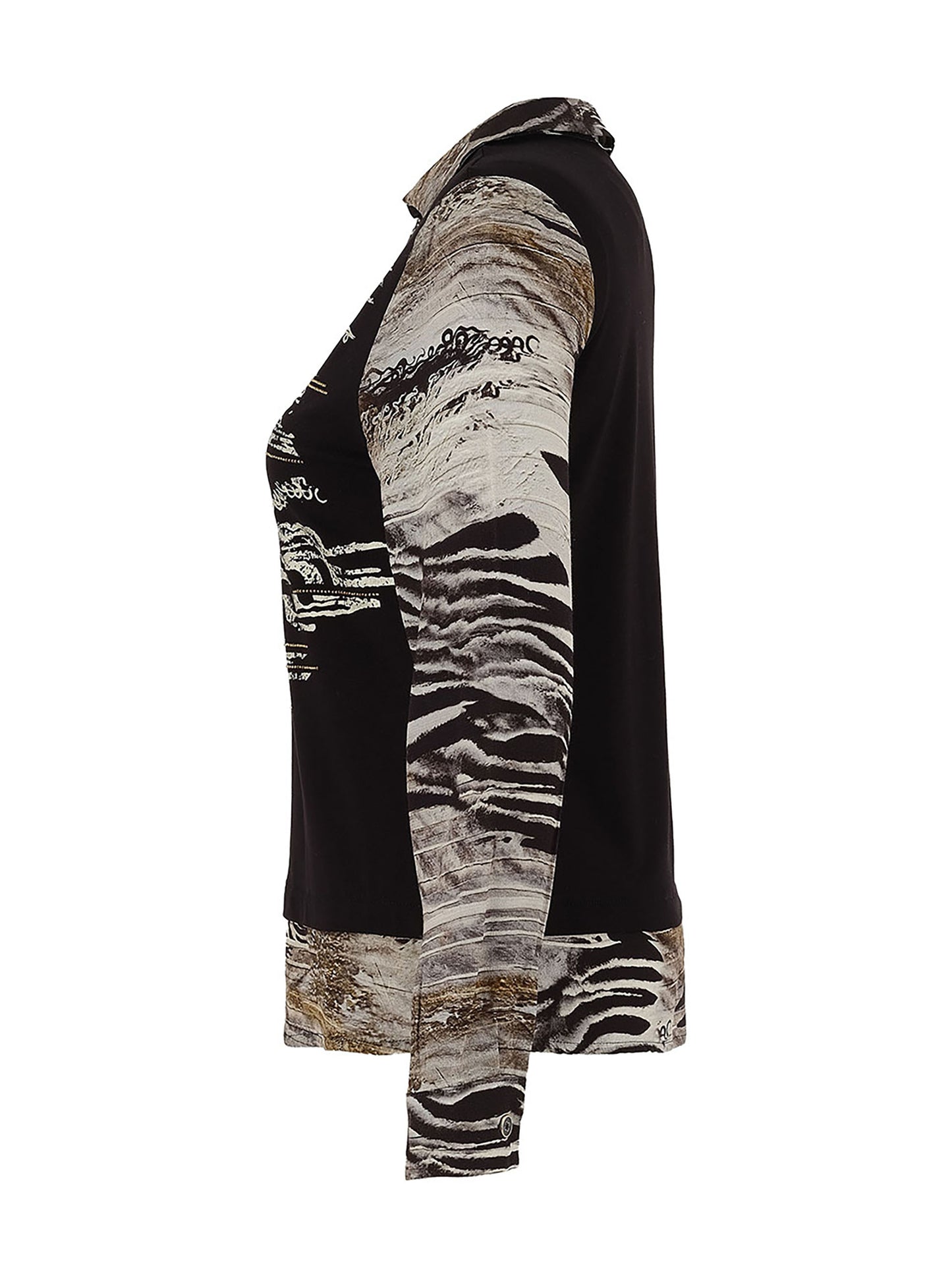 Dolcezza "Unbalanced" Animal Print Top Black 75682