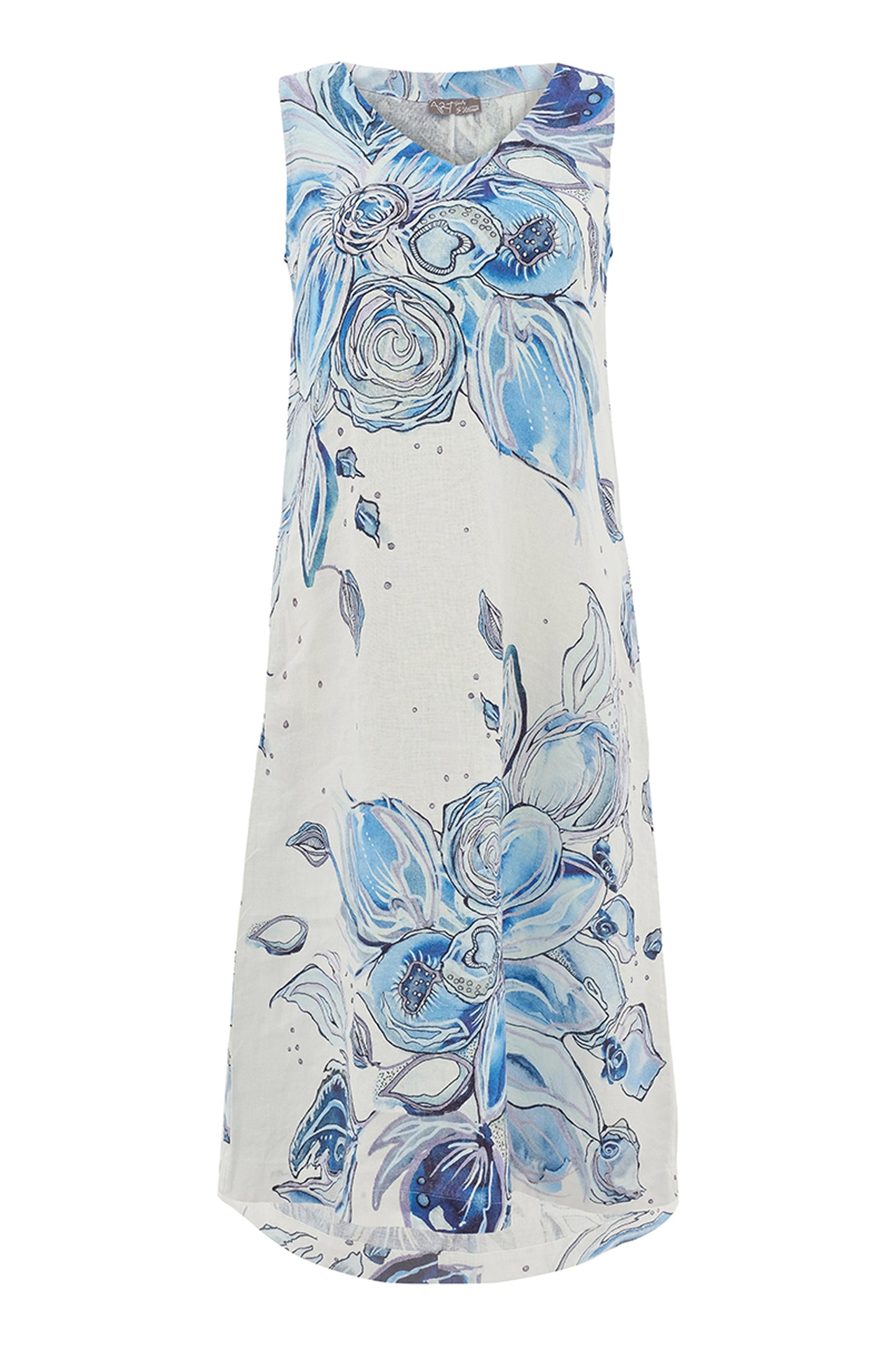 Dolcezza "Blue Flowers" by Amy Tieman Linen Dress 26654