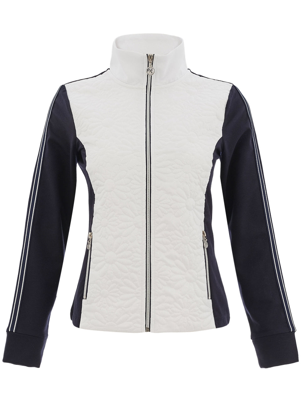 Dolcezza Textured Quilted Front Jacket White/Navy 26106