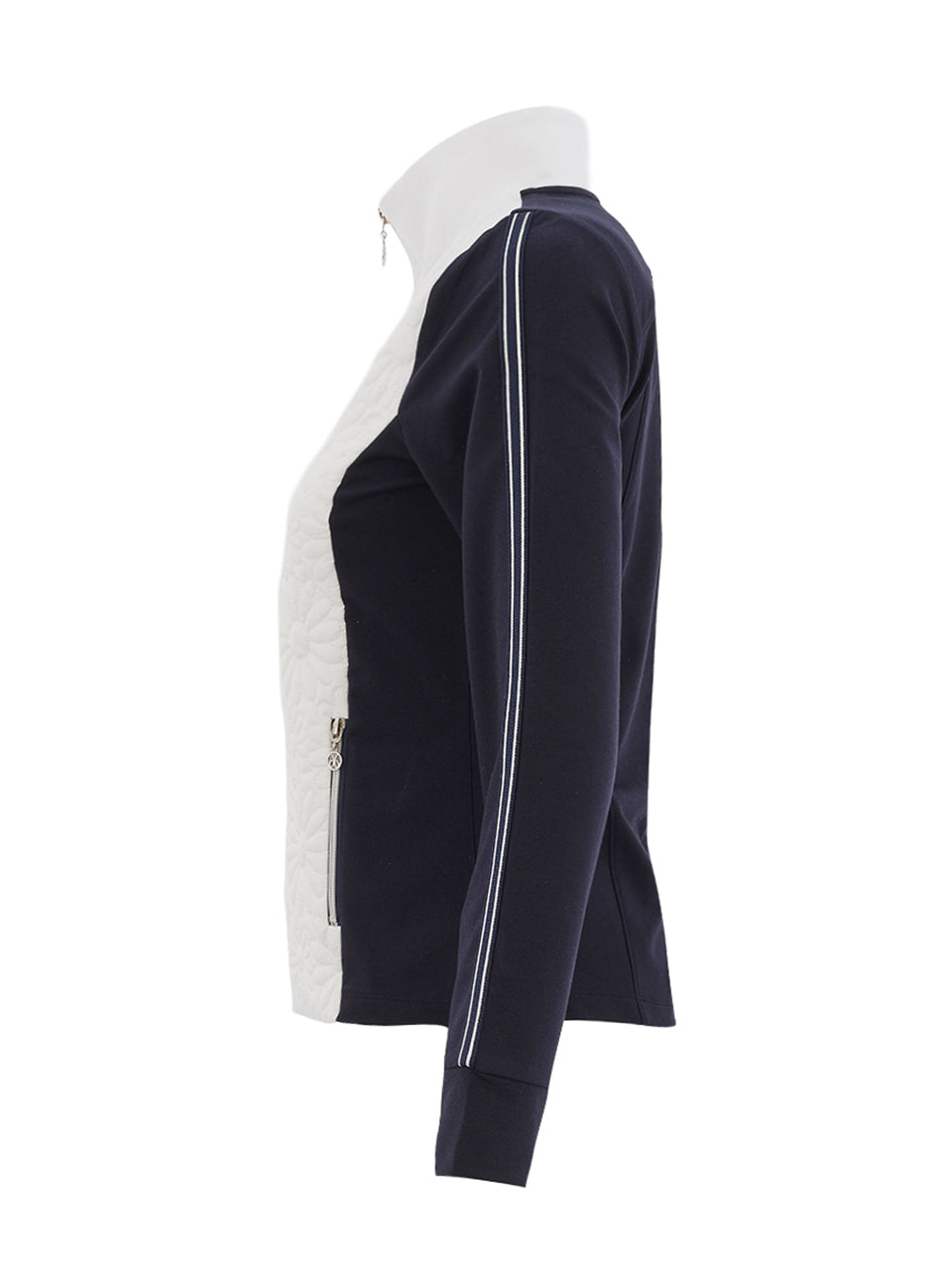 Dolcezza Textured Quilted Front Jacket White/Navy 26106