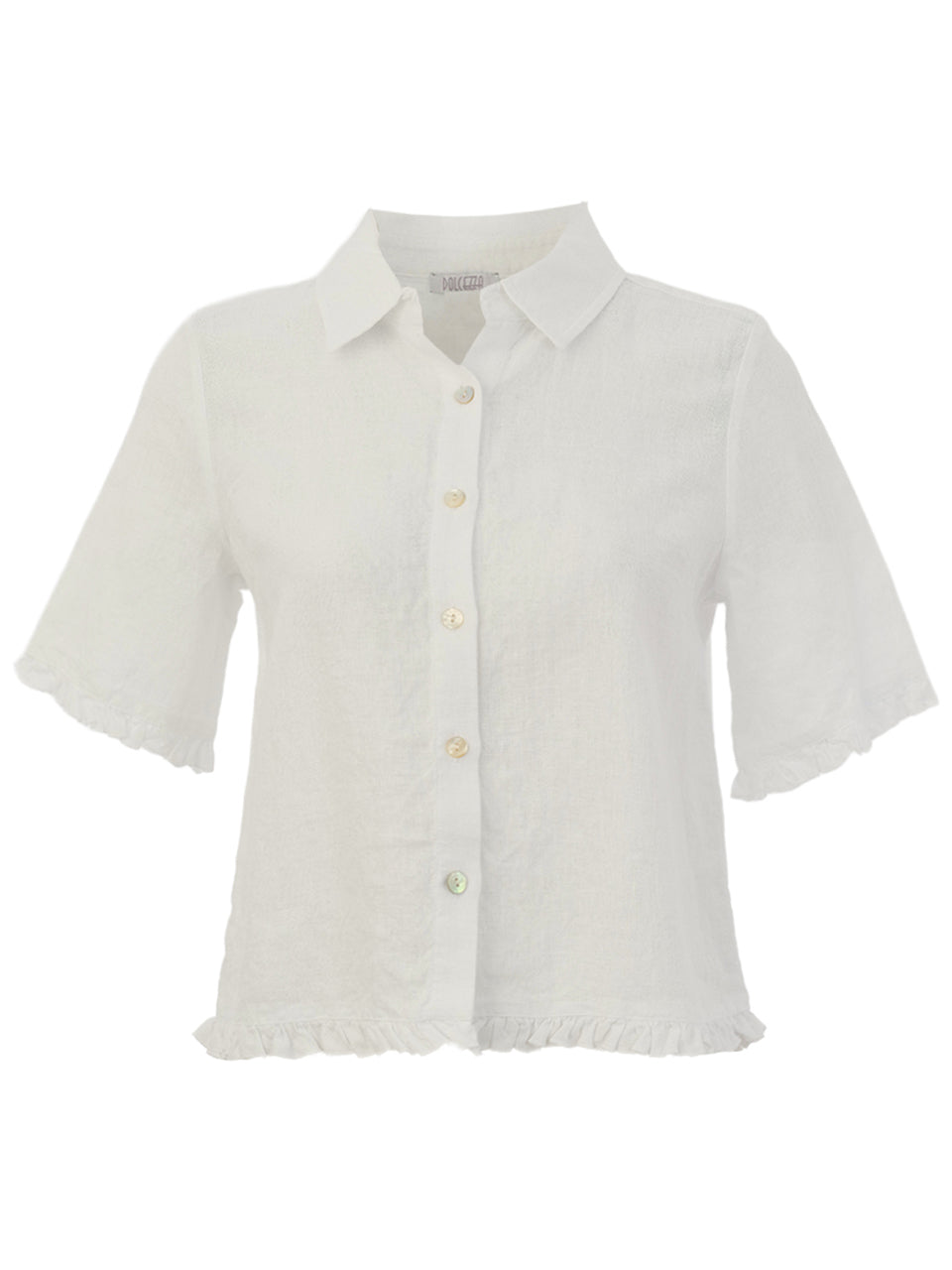 Dolcezza Frill Detail Linen Top White 26221