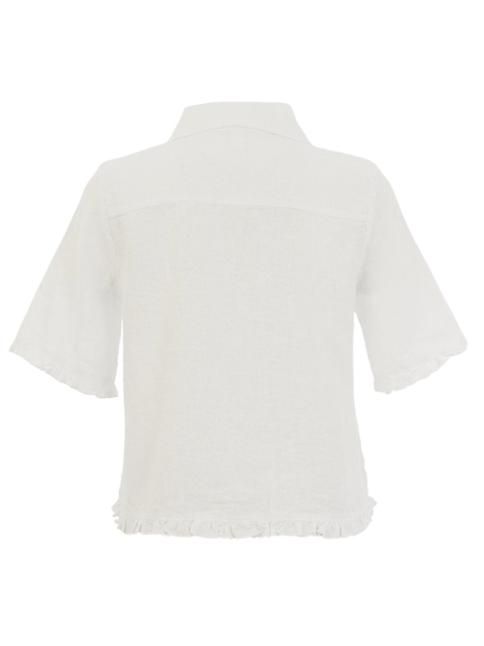 Dolcezza Frill Detail Linen Top White 26221