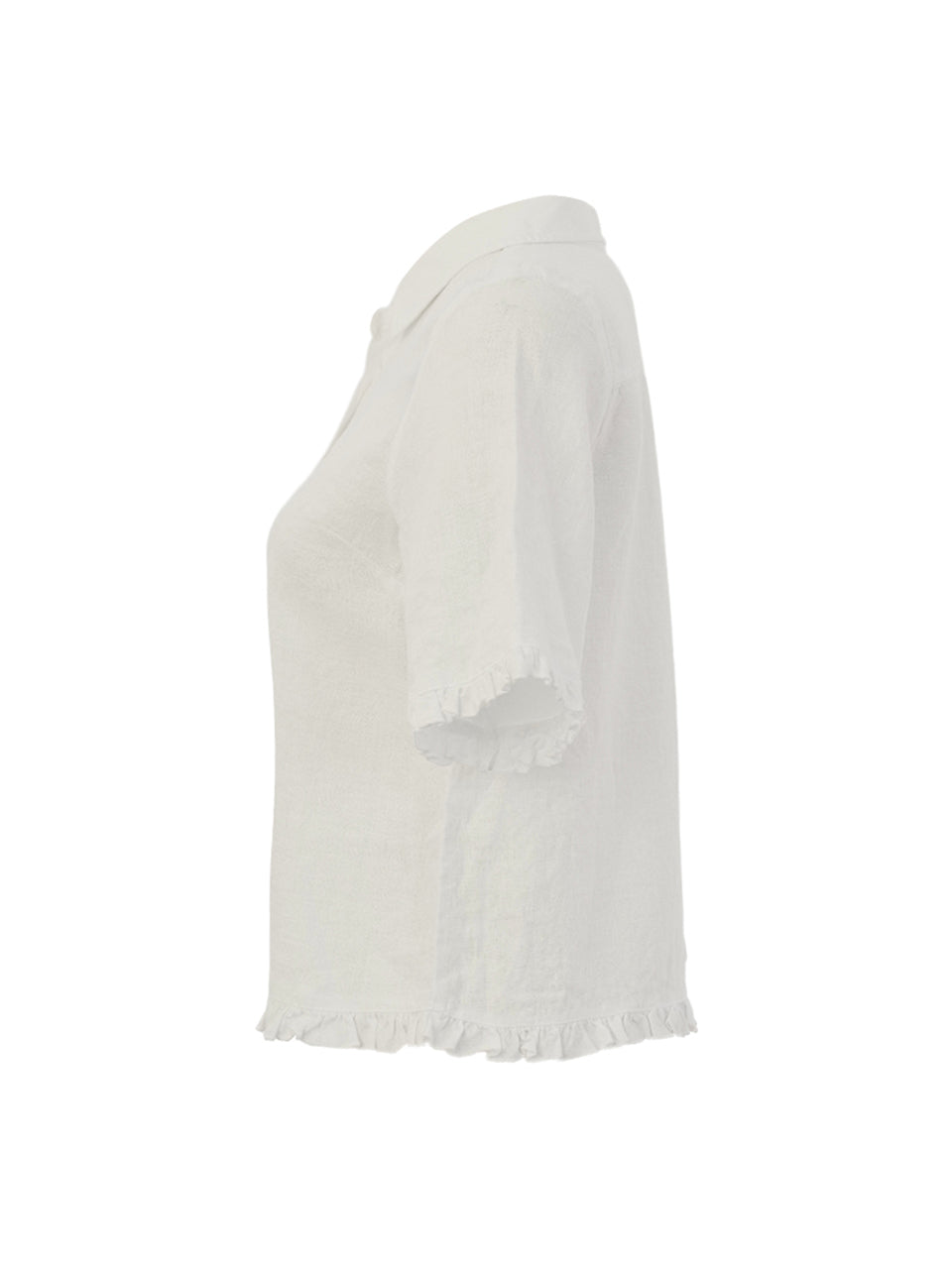 Dolcezza Frill Detail Linen Top White 26221