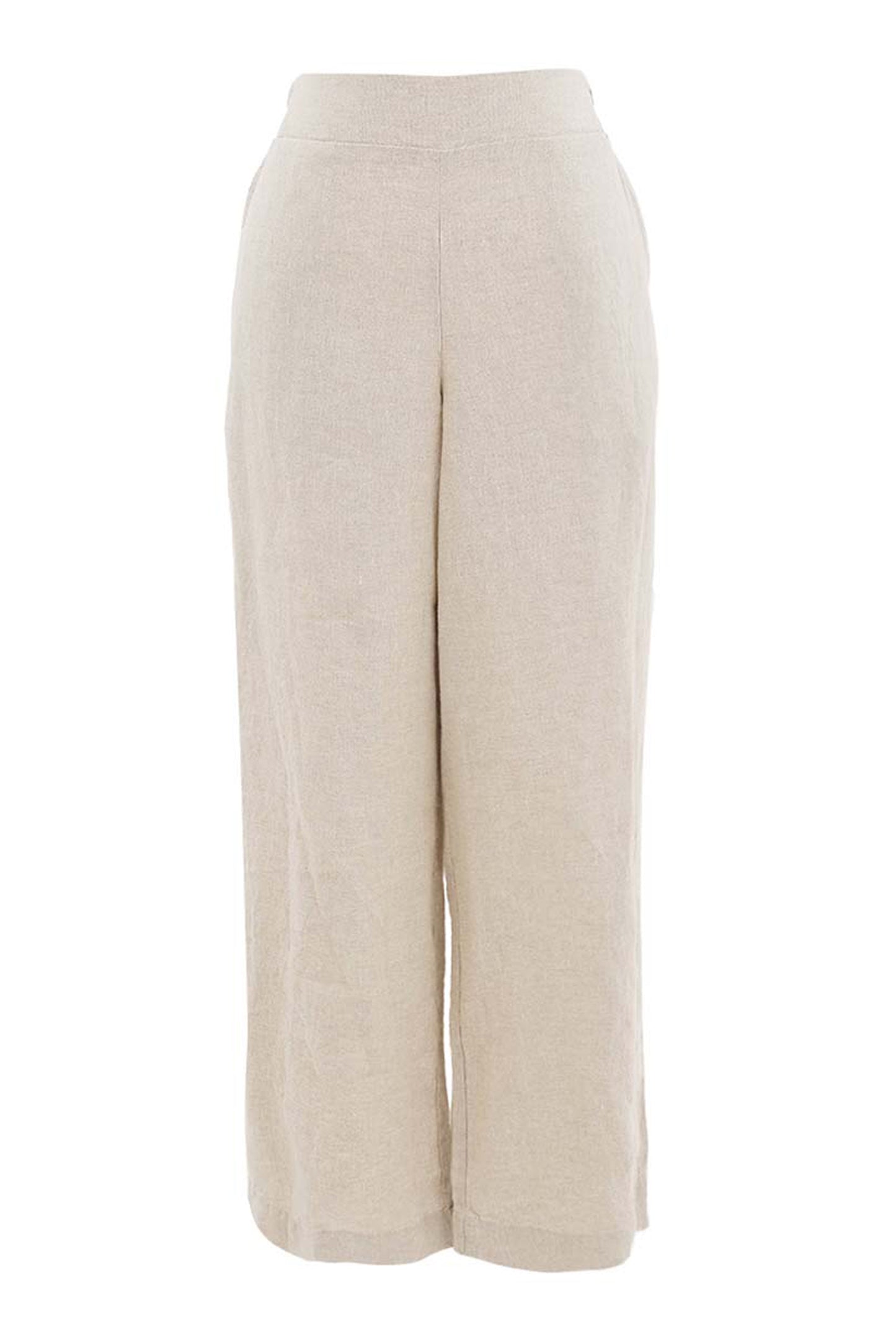 Dolcezza Wide Leg Linen Trousers Beige 26132