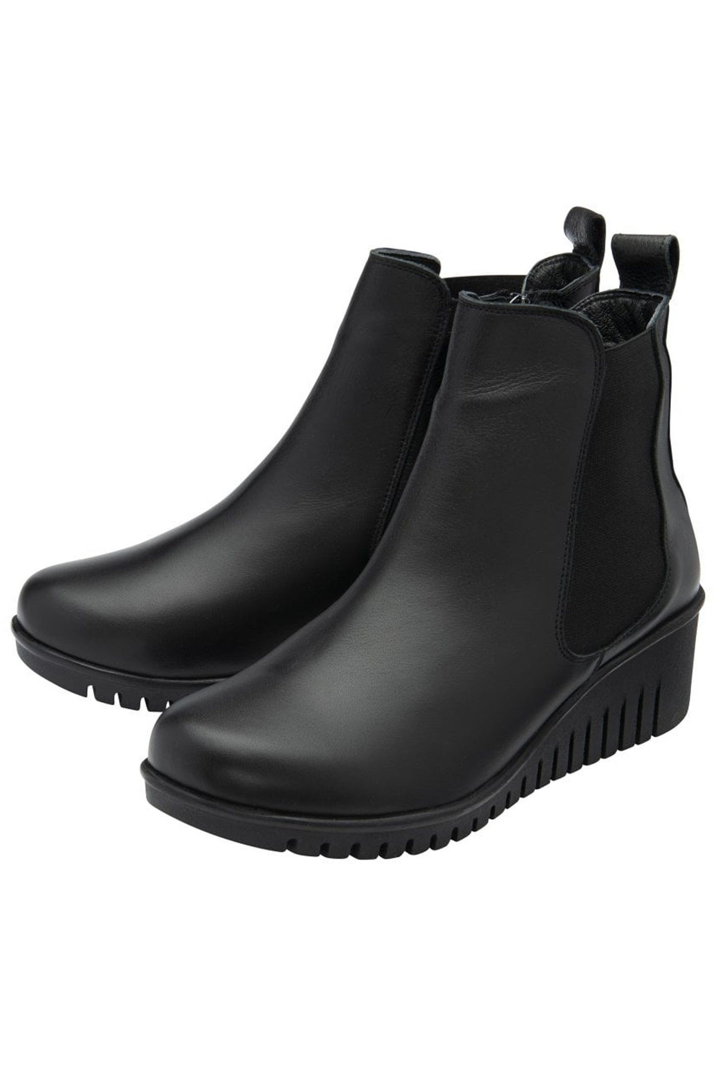 Lotus Leather Dresden Wedge Ankle Boots Black