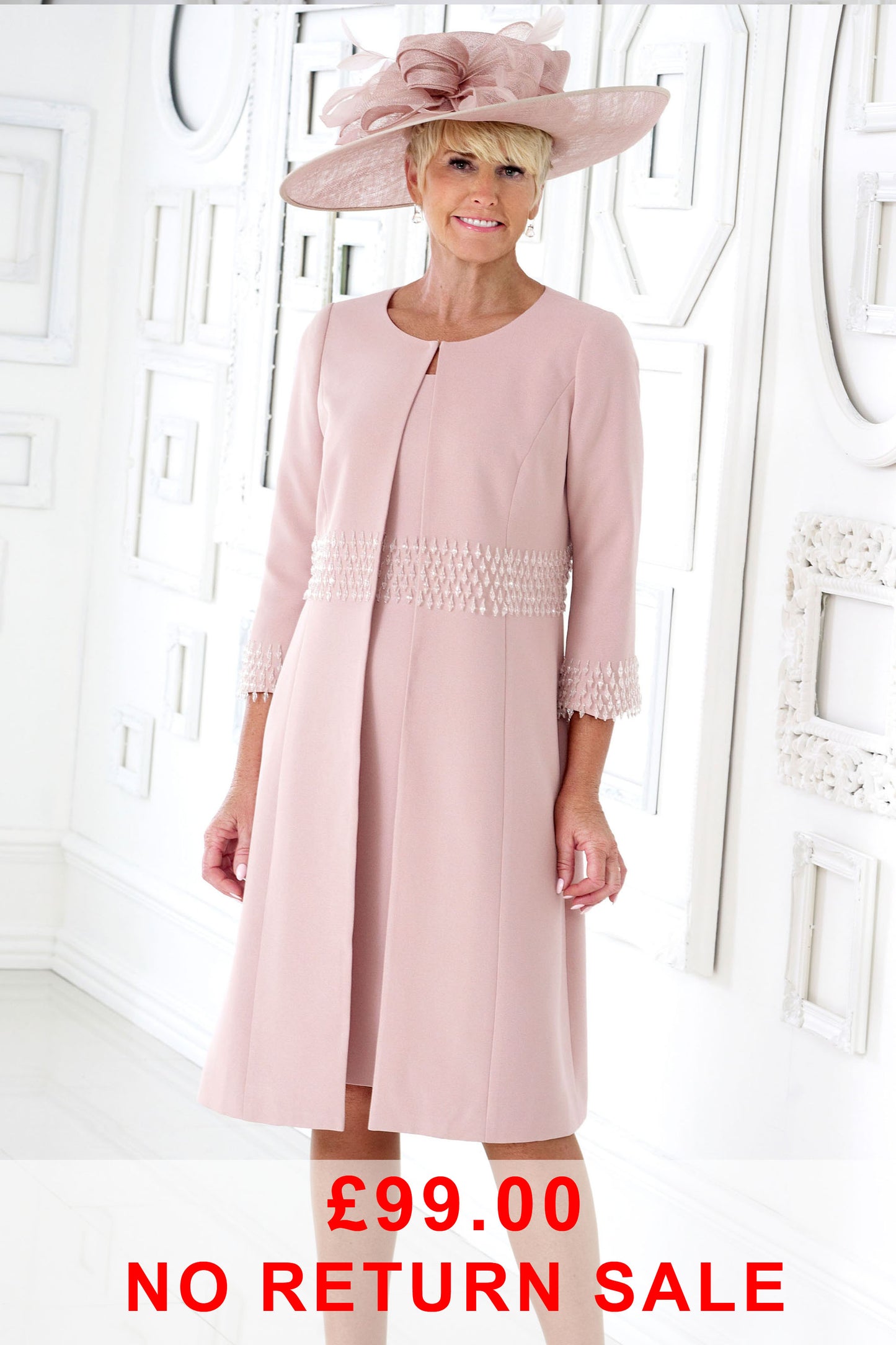 Dress Code by Veromia Bead Detail Two Piece Dusty Pink DC347S