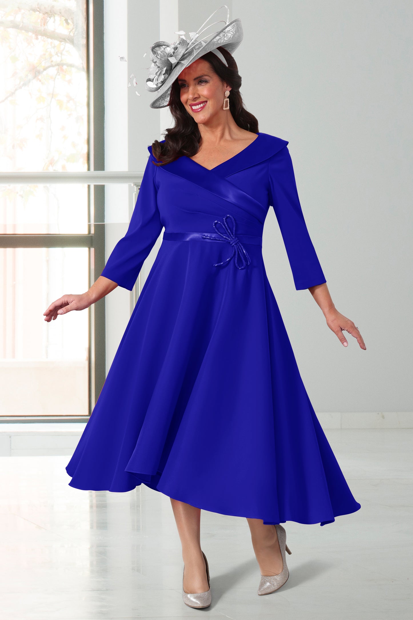 Dressed Up by Veromia Midi A-Line Bow Detail Dress - Cobalt - DU612E
