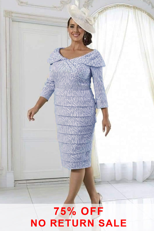 Dressed Up By Veromia Animal Print Contrast Pleated Dress Blue DU457