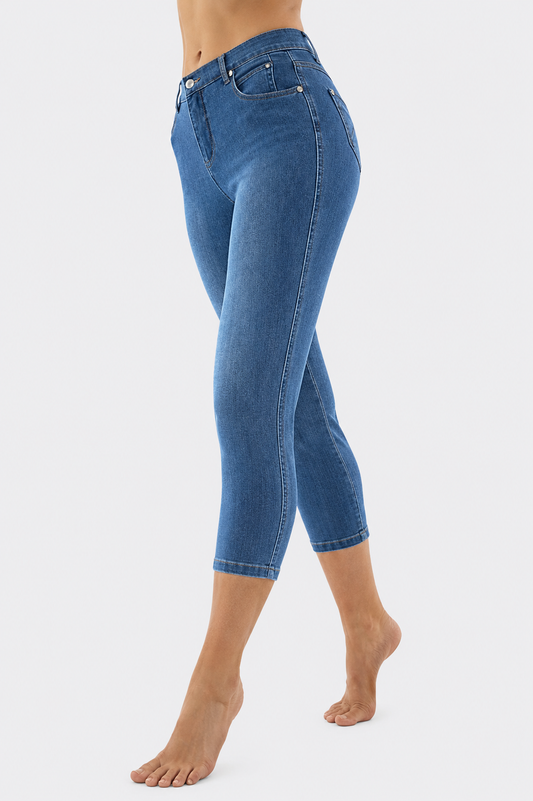 Marble Mid Calf Skinny Jeans Mid Denim 2410-184