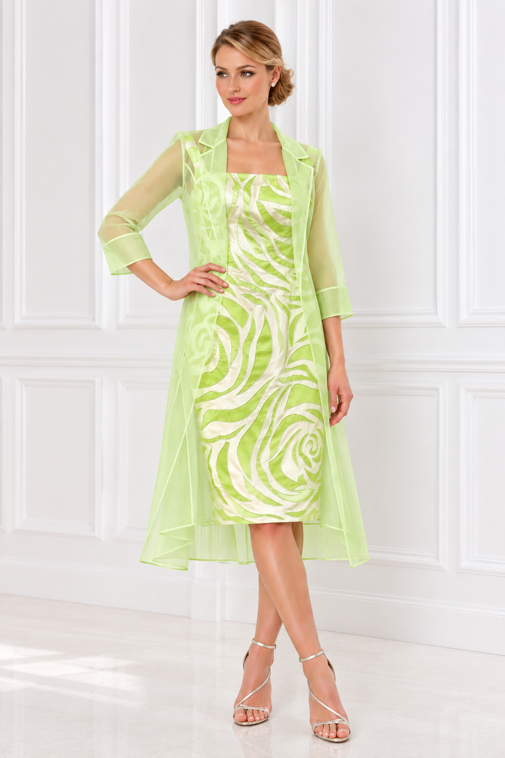 Irresistible Swirl Detail Two Piece Ivory/Lime IR8904D