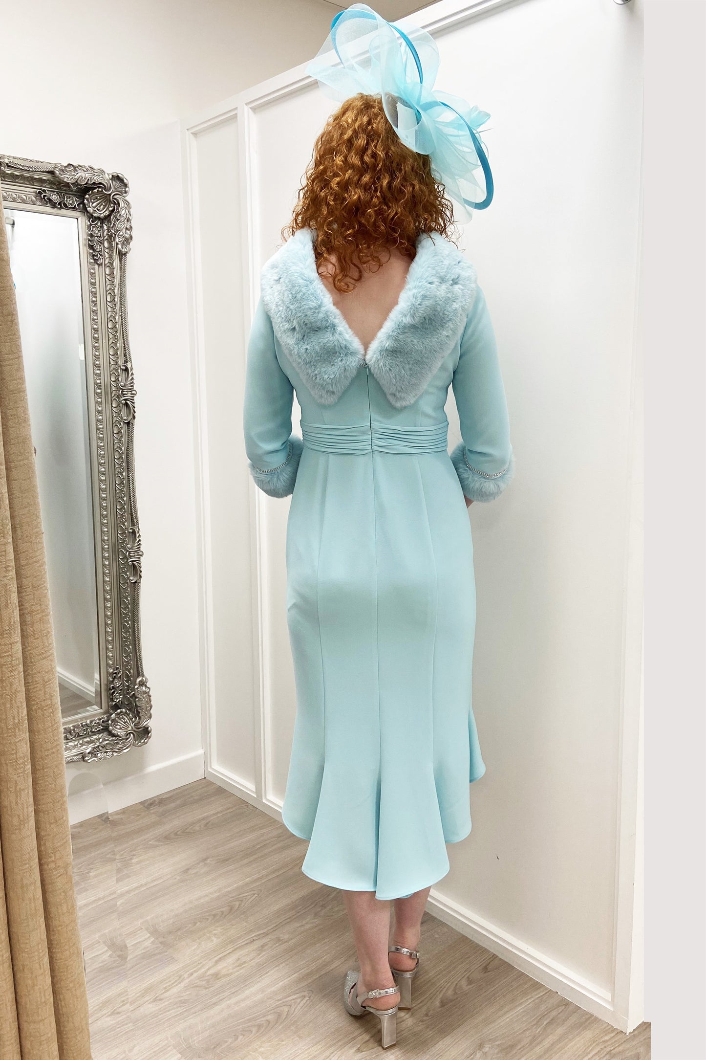 Gabriela Sanchez Embellished Detail Fishtail Dress - Aqua - 7321