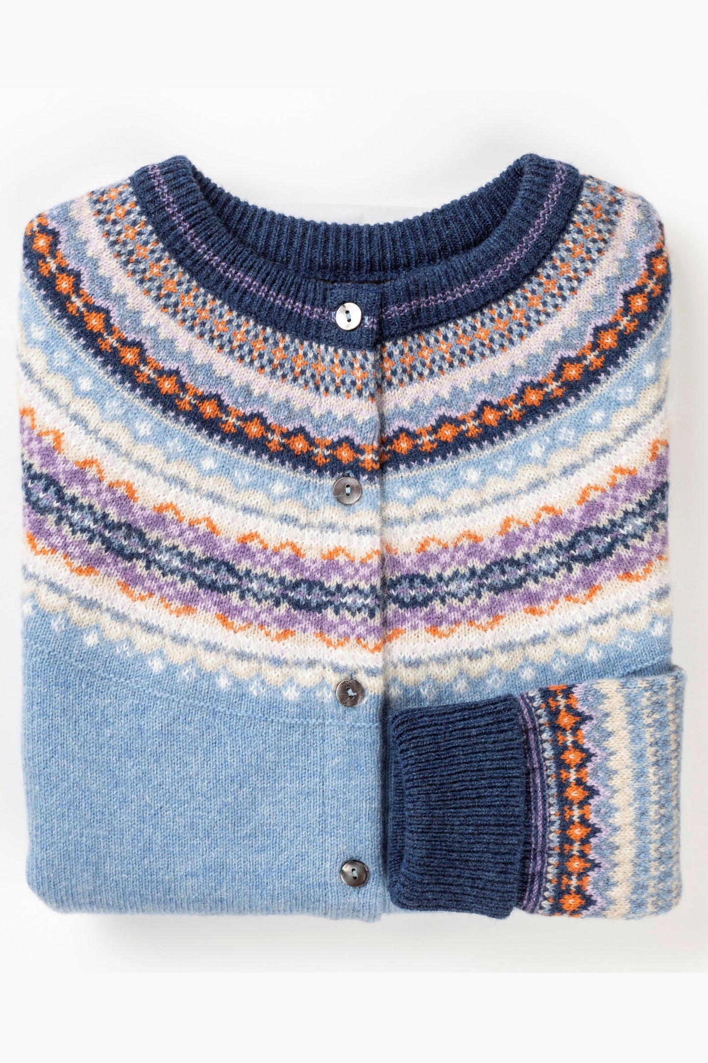 ERIBE Alpine Fairisle Yoke Pattern & Tweed Detail Cardigan Iris C3735