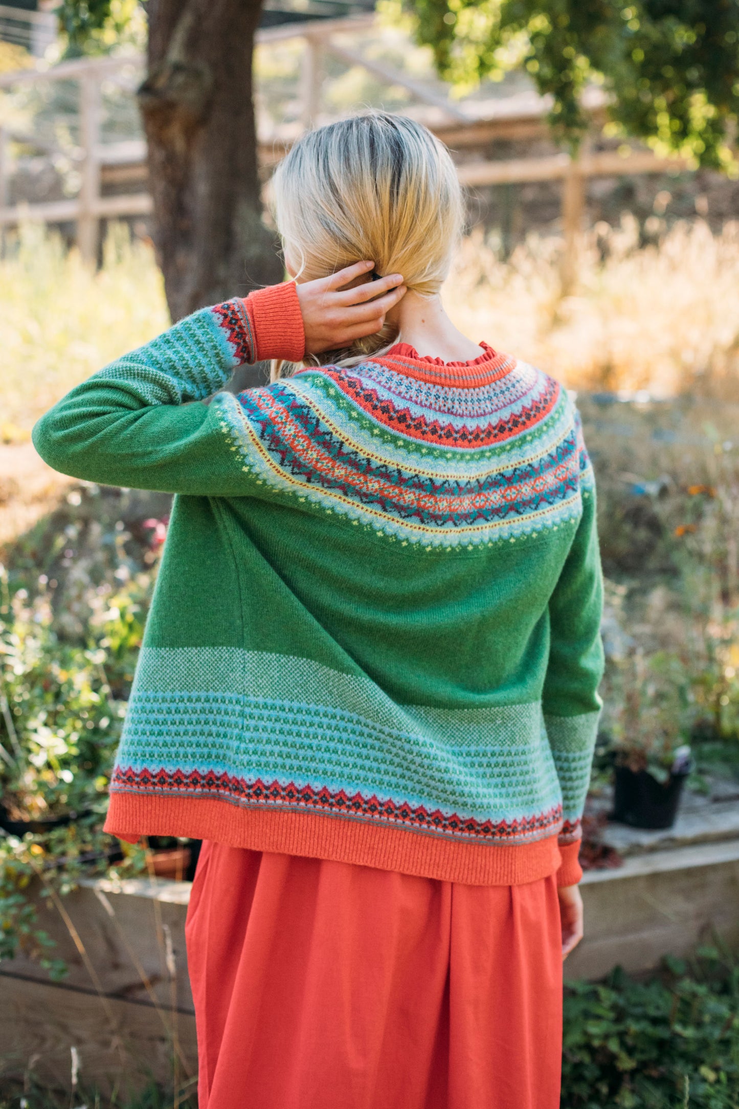 ERIBE Alpine Fairisle Yoke Pattern & Tweed Detail Cardigan Paradise C3735